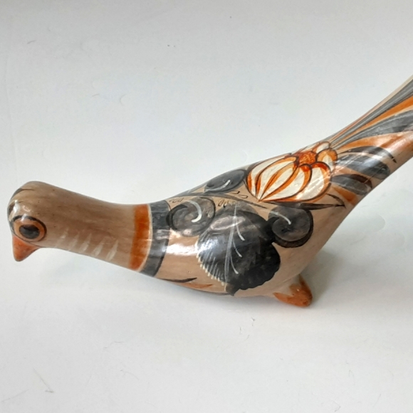 Other - VTG MEXICAN TONALA Folk Art Hand Painted Long Tail Bird